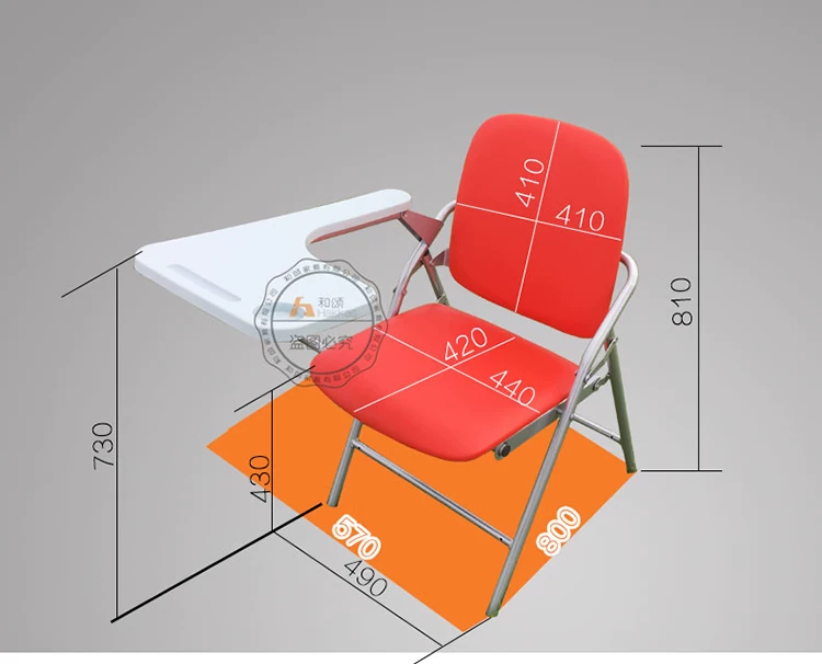 HAKKAS H3A folding training chair with writing tablet